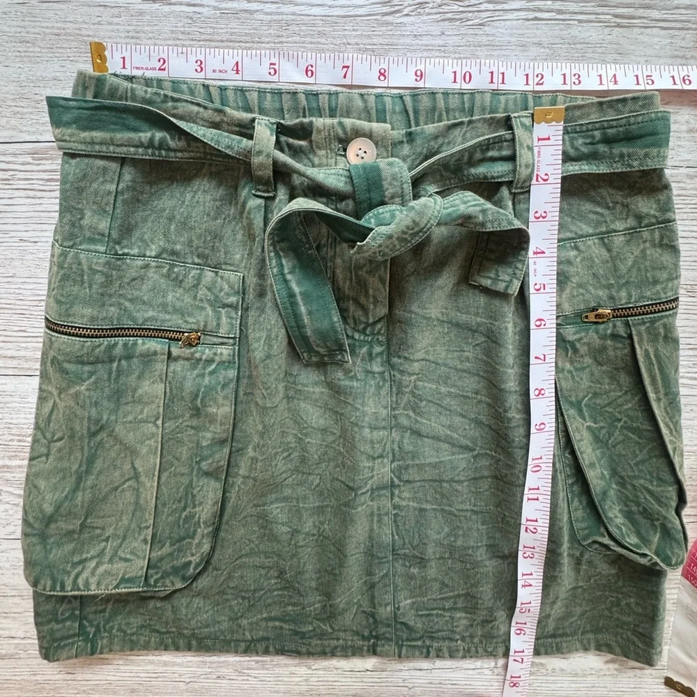 NWT EarthBound Cargo Skirt Tie Dye Button Fly with tie Belt M